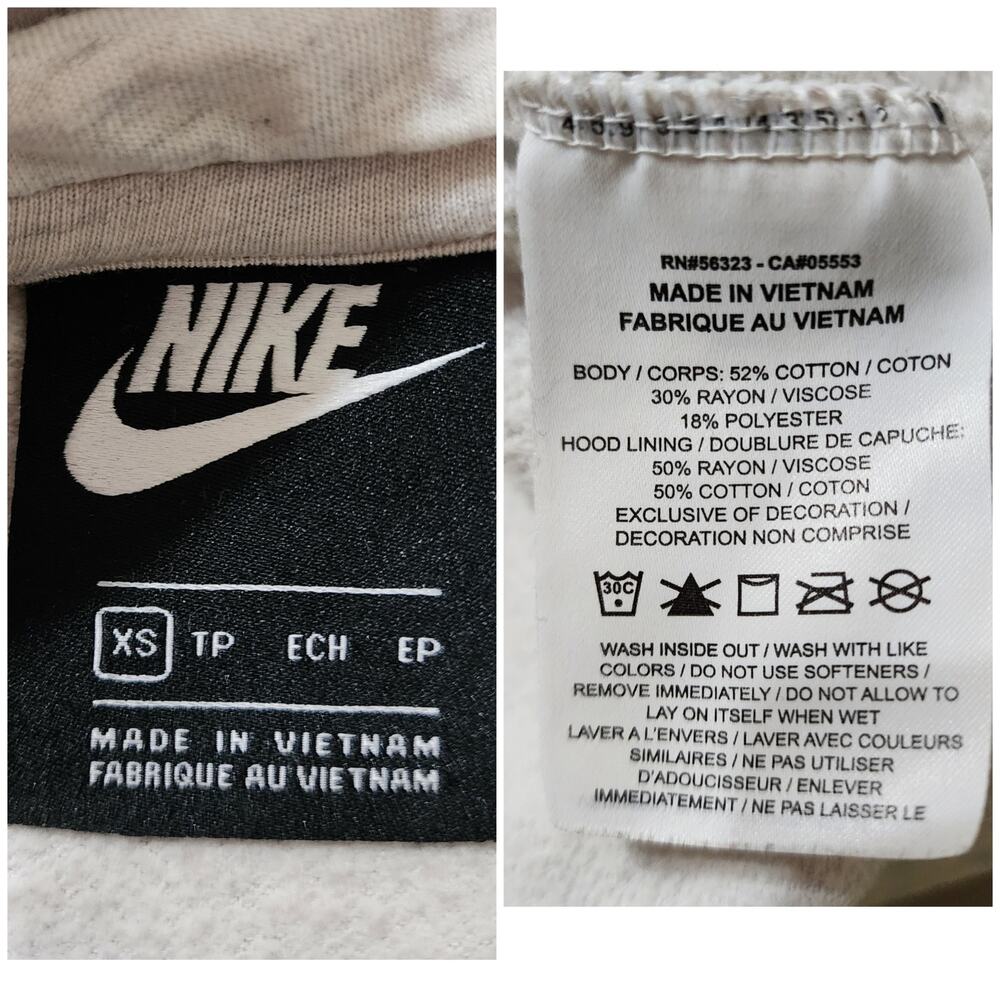 Nike Gold Glitter Swoosh Funnel Neck Hoodie Gray Sweatshirt Front Pocket, XS - Picture 5 of 5